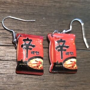 Red Ramen Noodle Packet Earrings